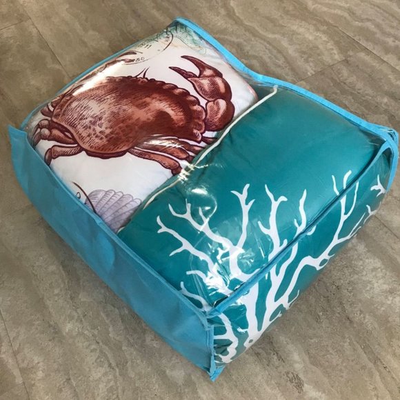 New Aqua Ocean Club 5-Piece Bedding Quilt Set • Reversible • Double-Queen (DQ) - Picture 4 of 5